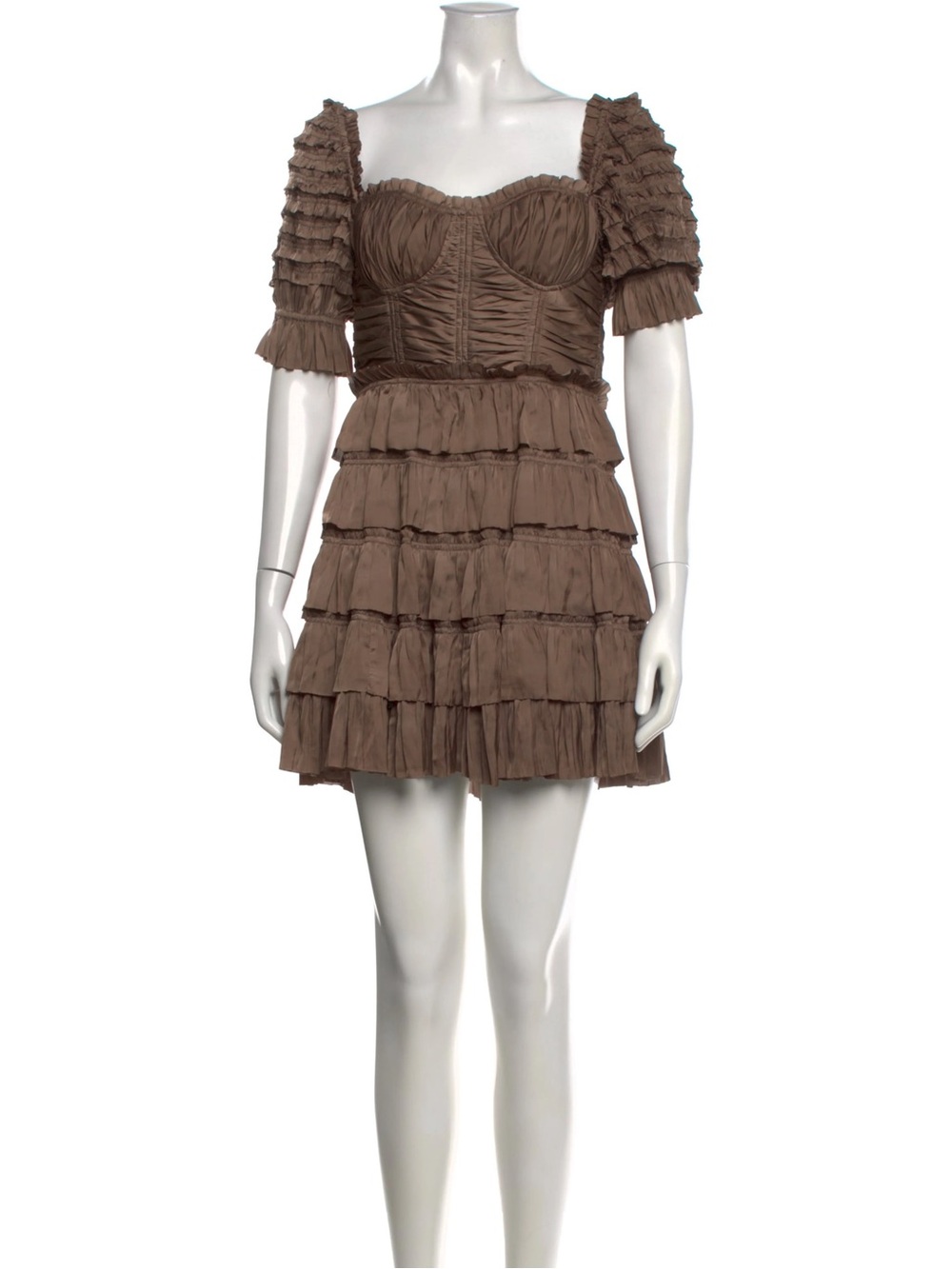 Ulla Johnson Lucette Ruffle Bustier Mini Dress XXS NWT Brown $650 retail